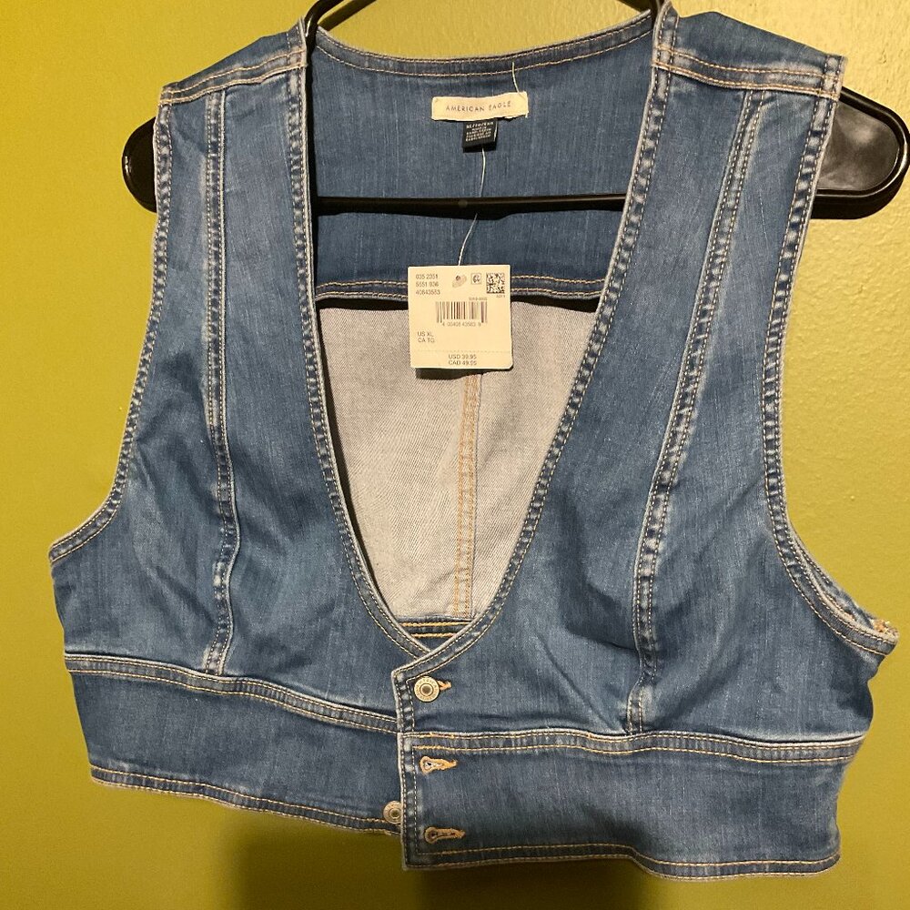 American Eagle Denim Crop Vest (Size XL) - Picture 2 of 2
